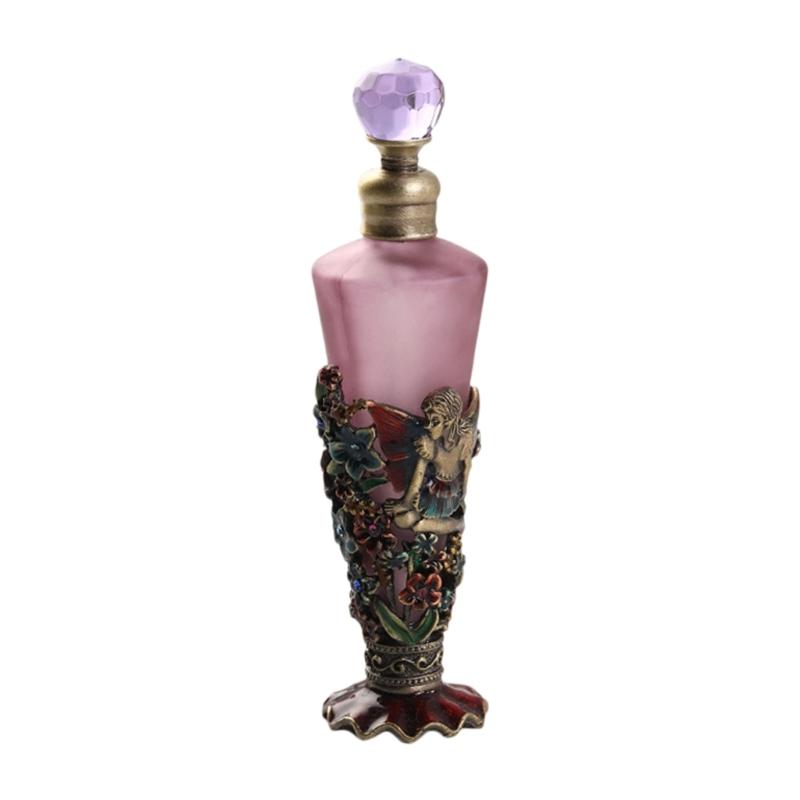Artistic Conical Shape 25ml Empty Perfume Bottle Glass And Zinc Alloys Featuring Enamel Design