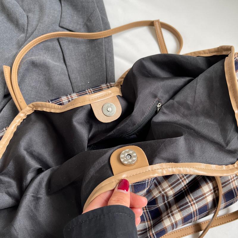 Клетчатая сумка-тоут большой емкости женская сумка через плечо сумка через подмышку — фото 8