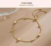 Gold Plated Titanium Steel Women's Adjustable Frosted Bead Bracelet - Light Luxury, Fade-Resistant Hand Jewelry