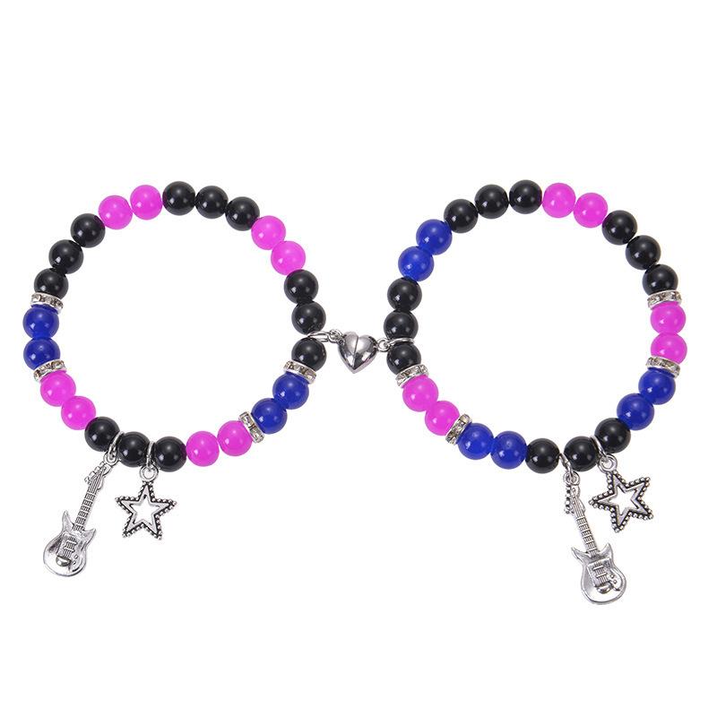 Spider Kitty Cat Pendant Couple Bracelet, Crystal Cat Eye Stone Magnet Attraction Bracelet, Christmas Gift, Stocking Stuffers, Valentine's Day Gift