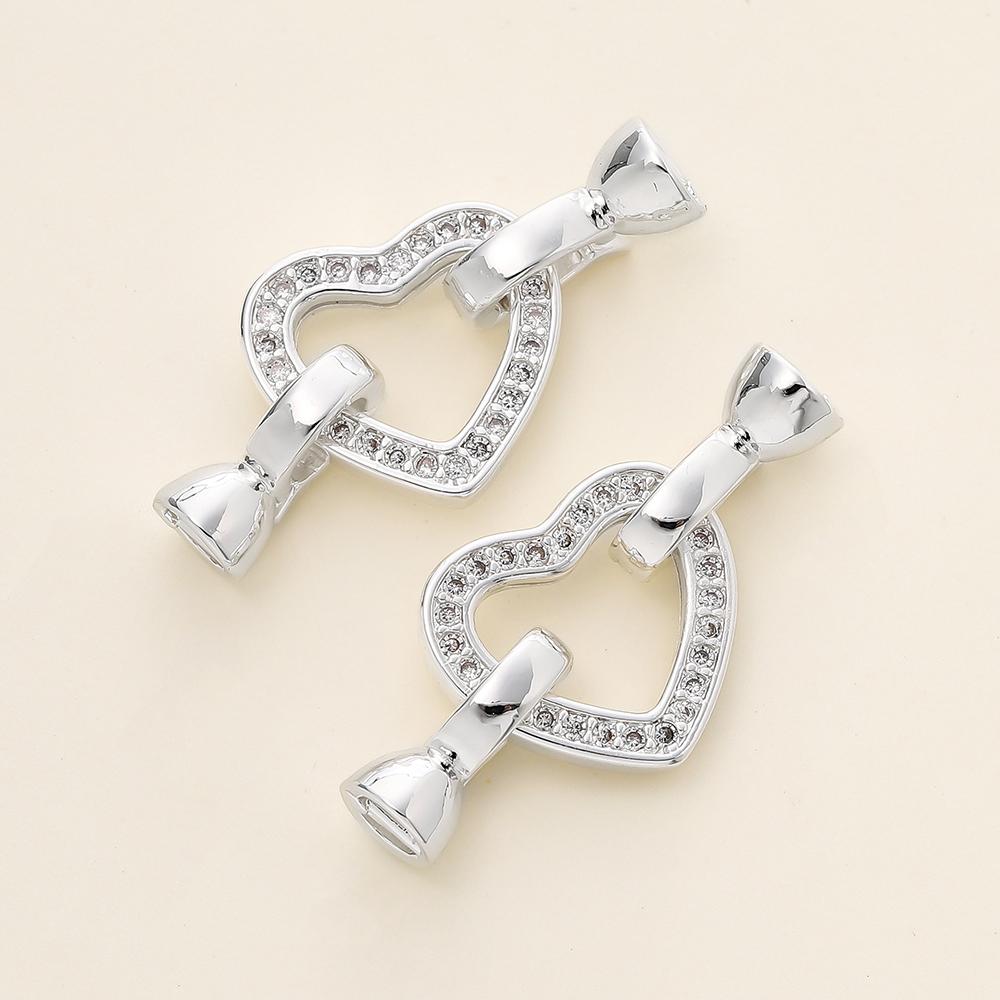 2/4pcs 14/18K Gold Color Plated Heart Bowknot Fasteners Closure Lock Connector Clasps For DIY Needlework Pearls Jewelry Making