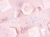 Partydeco Talerzyki Happy Bday  Pudrowy Róż  20Cm / 6 Szt
