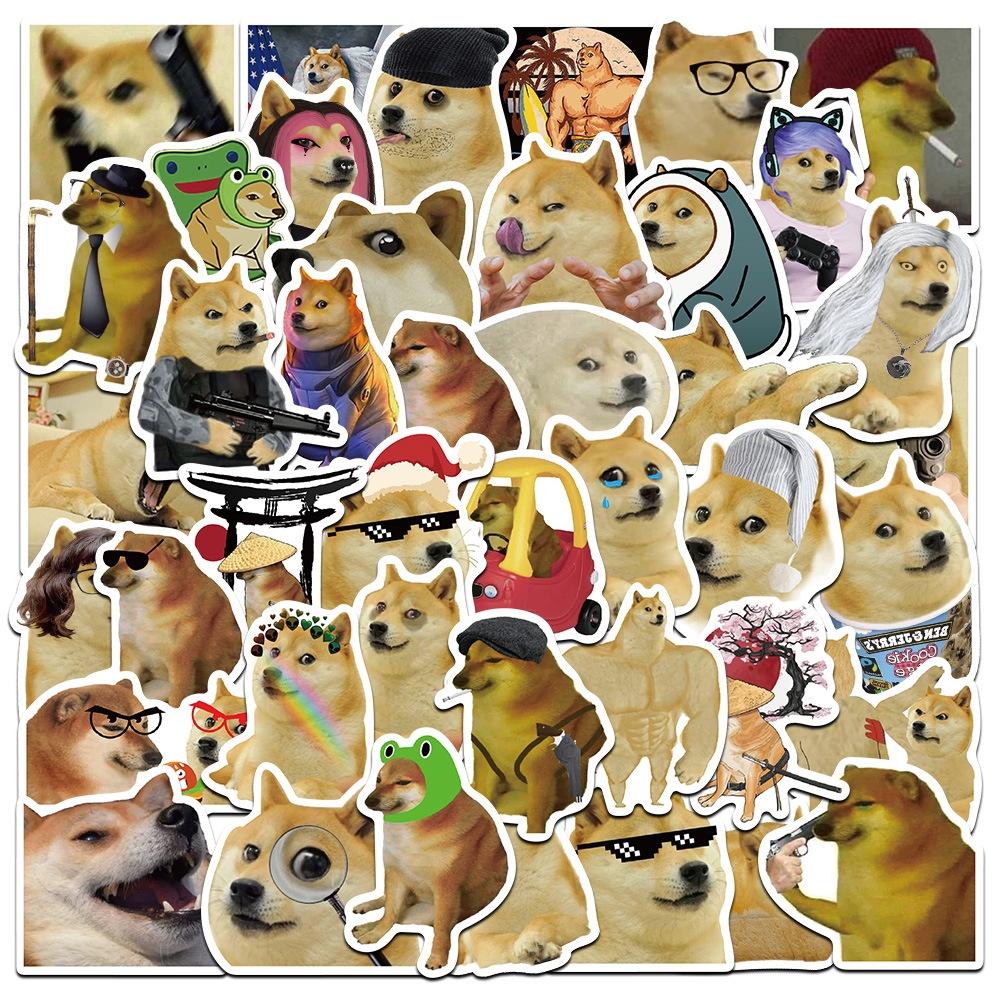 

50pcs Emoji Dog Waterproof Graffiti Stickers Notebook Water Bottles Suitcase Diy