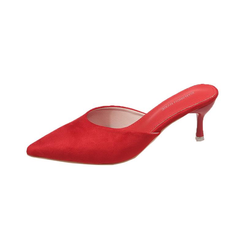 Pointed Slippers Fashion High Heels Bag Head Half Drag Sandals 2025 Spring and Summer New Korean Version Outer Wear Thin Heel Cool Slippers