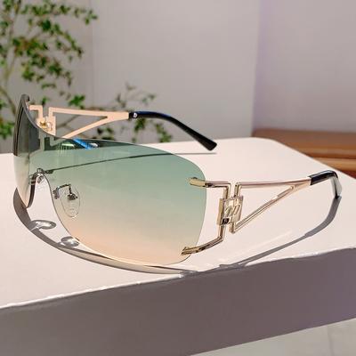 Y2K Black Trends Shades Origin Brand Retro Metal Ladies Sunglasses High Quality Punk Decor Women's Sun Glasses for Beach