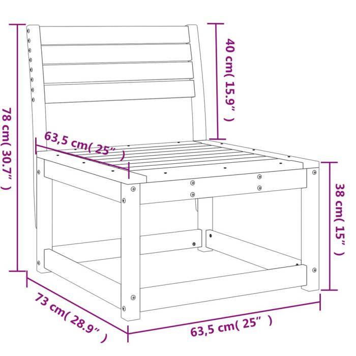 VidaXL Garden Sofa Without Armrests, Terrace Seat with Backrest, Modular Patio Chair, Outdoor Furniture, Wood 844672
