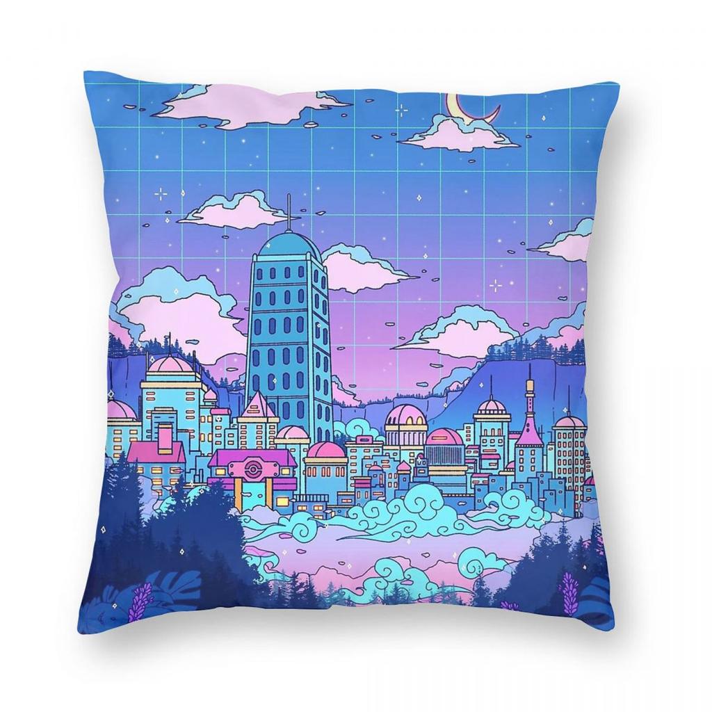Lavender Town Square Pillowcase Polyester Linen Velvet Creative Zip Decorative Sofa Seater Cushion Cover
