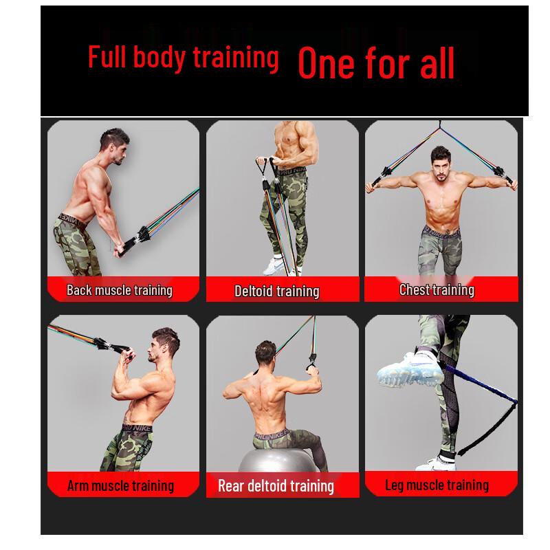 YTYIN 11-Piece Latex Resistance Band Set CN Plug (adapter Included)