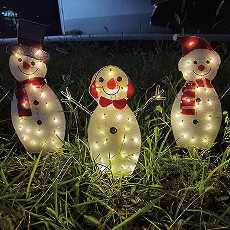 1-3Set Christmas Decor Snowman Santa Glowing Light Waterproof Snowman Santa Claus Model with LED Light