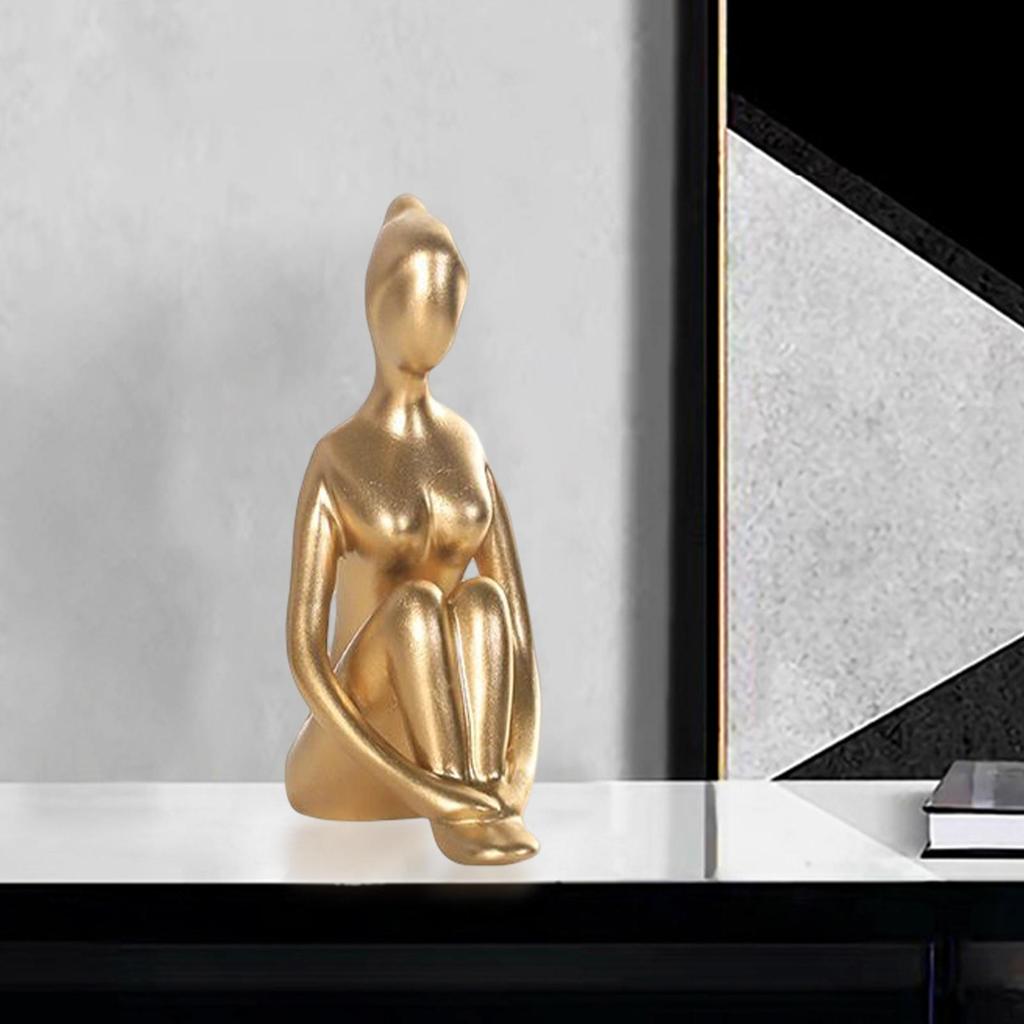 Statue Figurine, Small Decor Yoga Figure, Abstract Art, Lady Figure Statue, for Cabinet Bookshelf