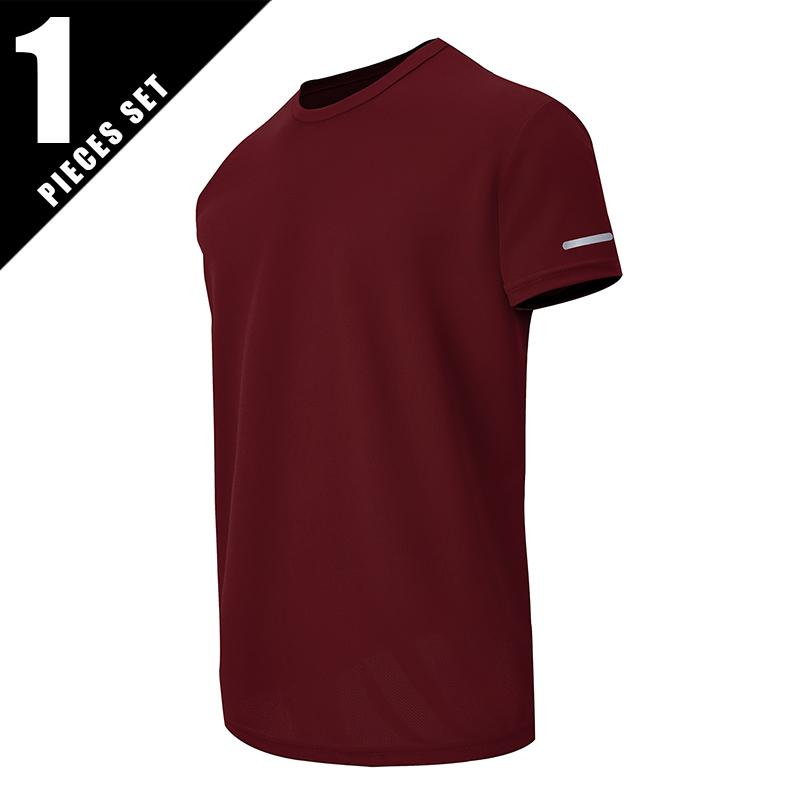 

Summer Men s Solid Color Joker Quick-drying Short-sleeved Loose Plus Size Sports Running Playing Shirt Middle-aged Male S