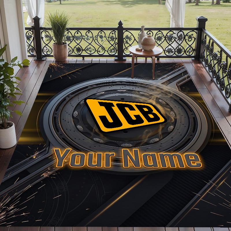 Custom Text Printed Rug JCB Non Slip Floor Carpet For Home Room Decor