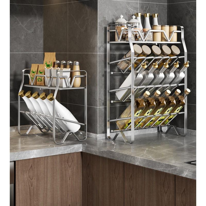 Stainless Steel Kitchen Spice Rack Desktop Organizer Multi-Tier Countertop Storage Shelf No Assembly Required