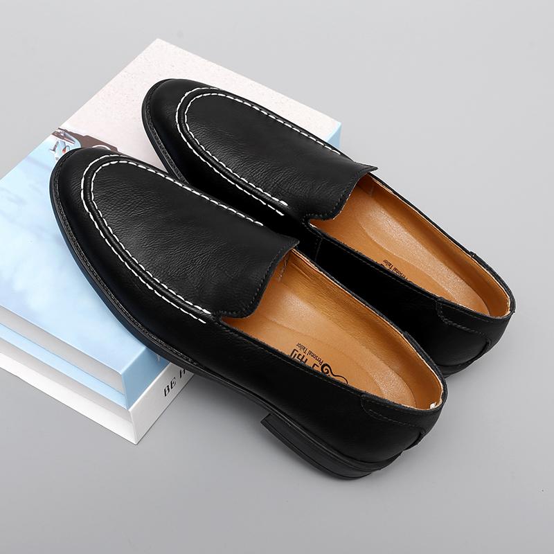 

Мужские туфли на плоской подошве из натуральной кожи, мужская повседневная обувь, роскошные брендовые мужские удобные мокасины, дышащие туфли для вождения без застежек 48 чёрный