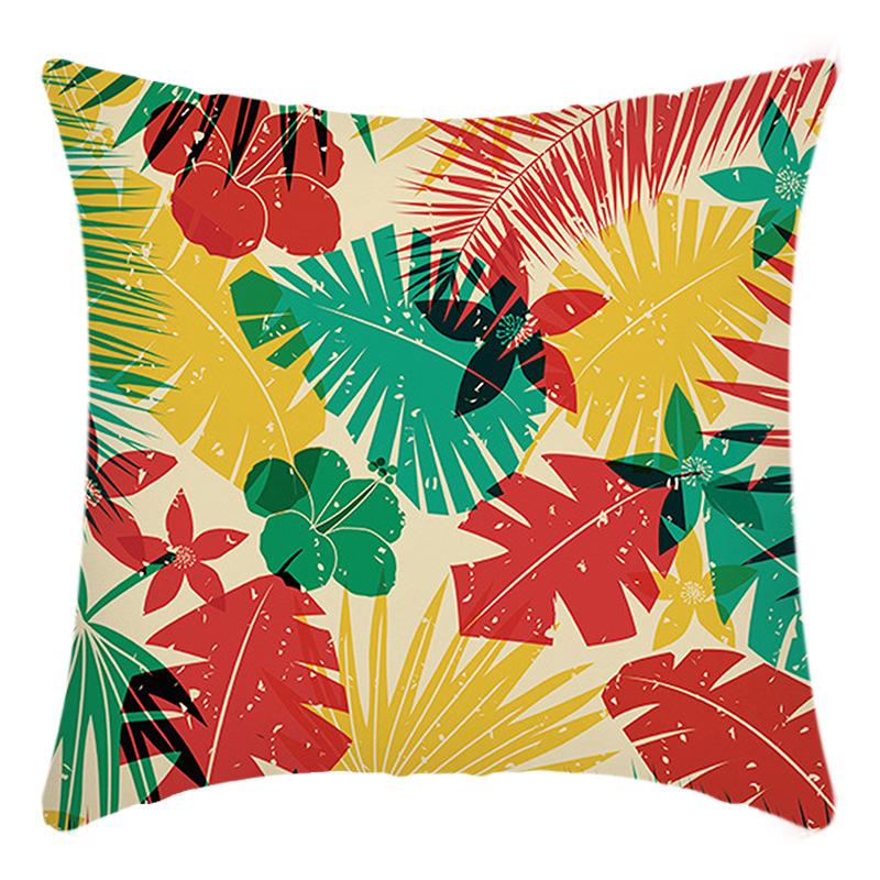 New Green Plant Tropical Plant Flower Print Cushion Home Sofa Cushion Cover