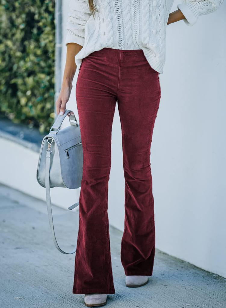 Spring 2025 Women's High-Waisted Micro-Flare Corduroy Pants
