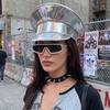 UV Protection Laser Military Hats PU Leather Baseball Cap Brim Caps Party Hat  Outdoor