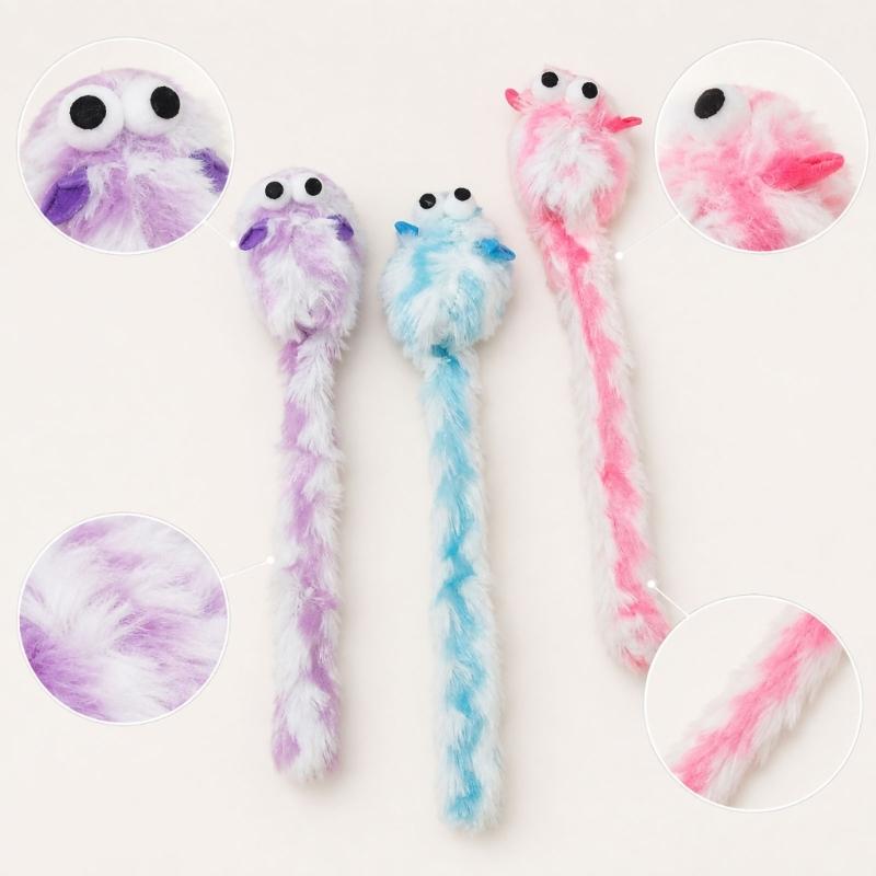 Long Tail Plush Cats Teaser Toy for Pet Cats, 3Pcs Cats Mouse Indoor Play Toy for Chasing, Swatting, Daily Interaction Fun, Home Enrichment