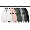 2025 Classic Stone Correct Version Solid Color Round Neck Badge Long Sleeve Men And Women