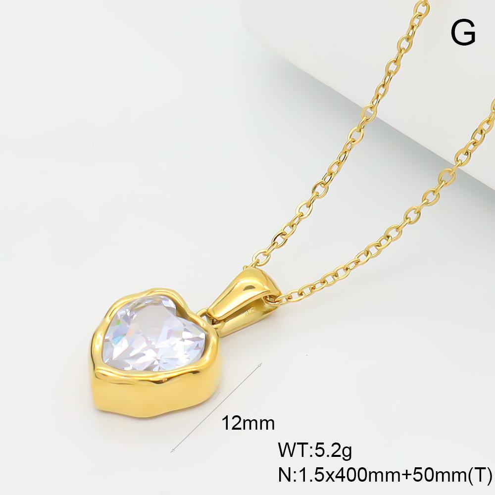 JUSNOVA 18K PVD Gold Plated Stainless Steel Melting Metal Heart Pendant Necklace Waterproof CZ Lava Bead Chain Jewelry for Women
