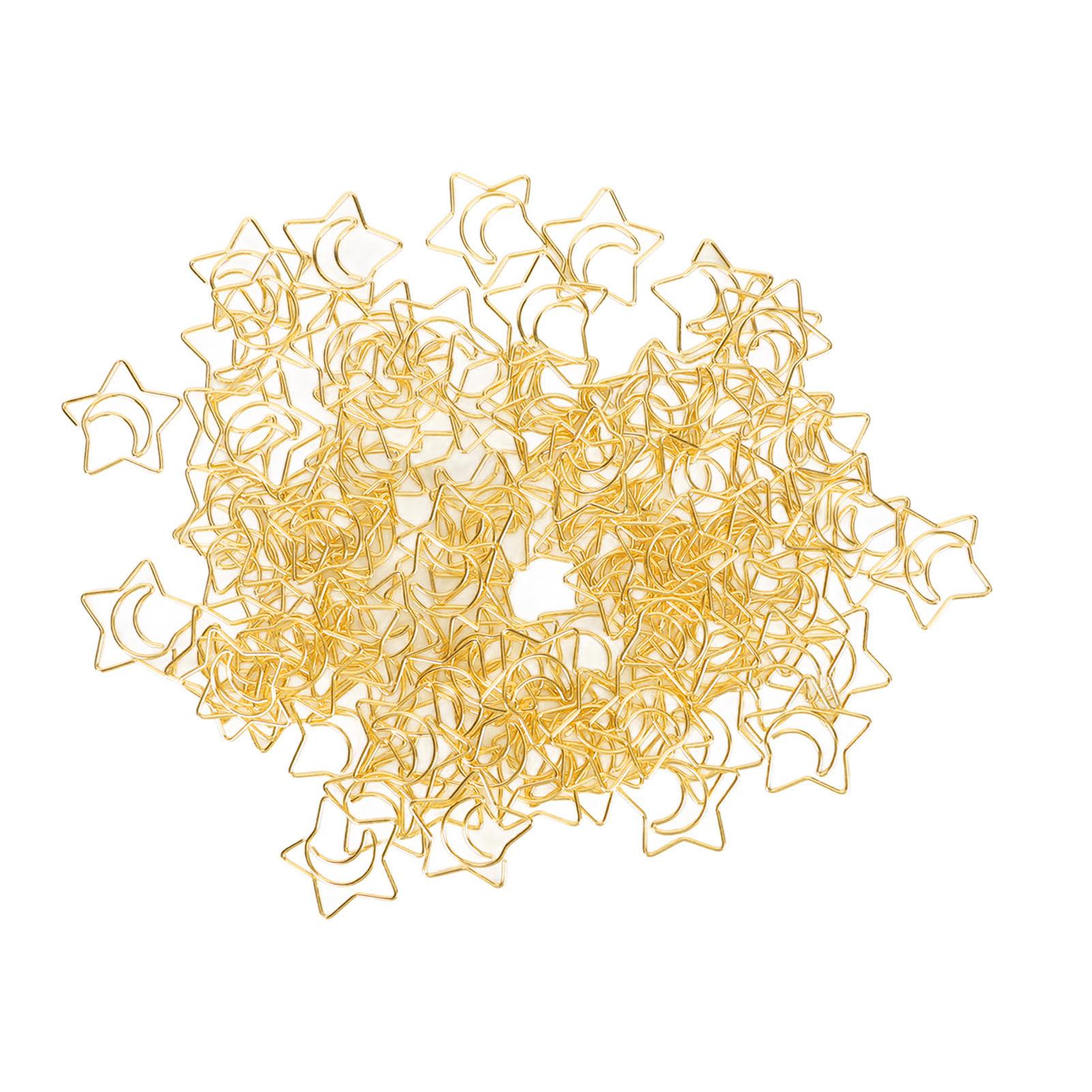 

100pcs Star Moon Paper Clips Prevent Rust Skid Resistance Cute Paperclips for Office Daily Use School Gold золотой
