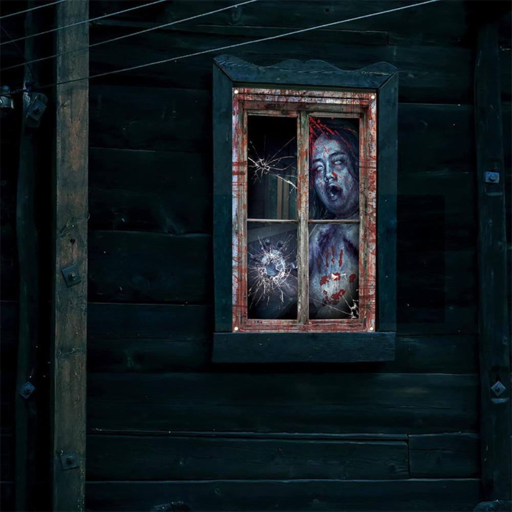 

Durable Halloween Ghost Curtain Fade-resistant Banner Room Poster Home Decor