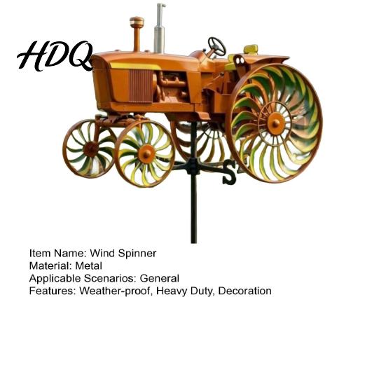 Yard Wind Spinner Skeleton Riding Motorcycle Decoration Metal Kinetic Tractor Lawn Windmill Sculpture Outdoor Garden Patio