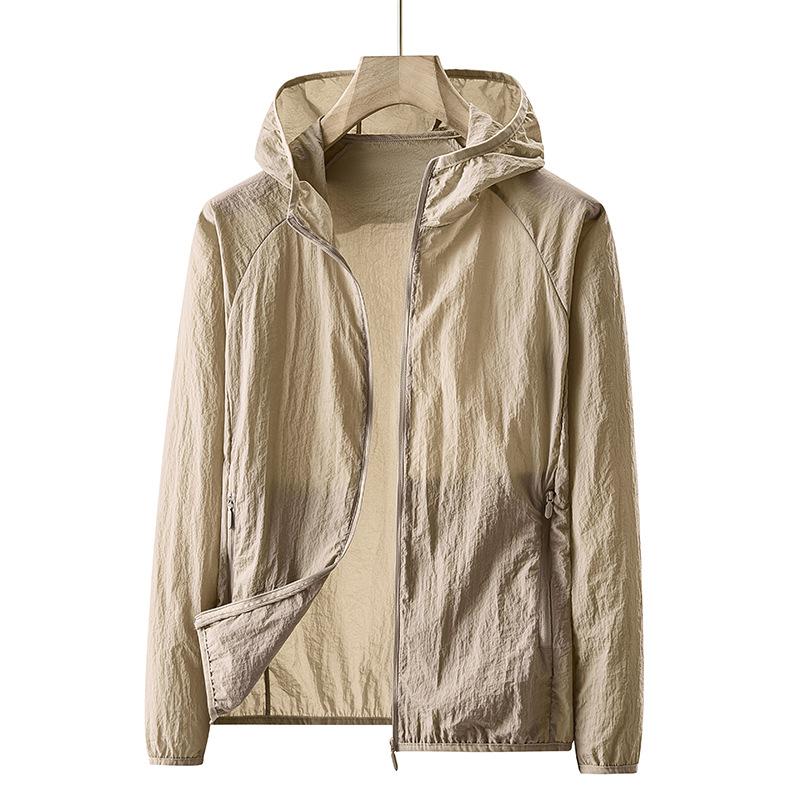 Sunscreen Clothing Outdoor Cycling Men's Hooded Light and Breathable Nylon Yarn Summer Trench Coat Mountaineering Jacket