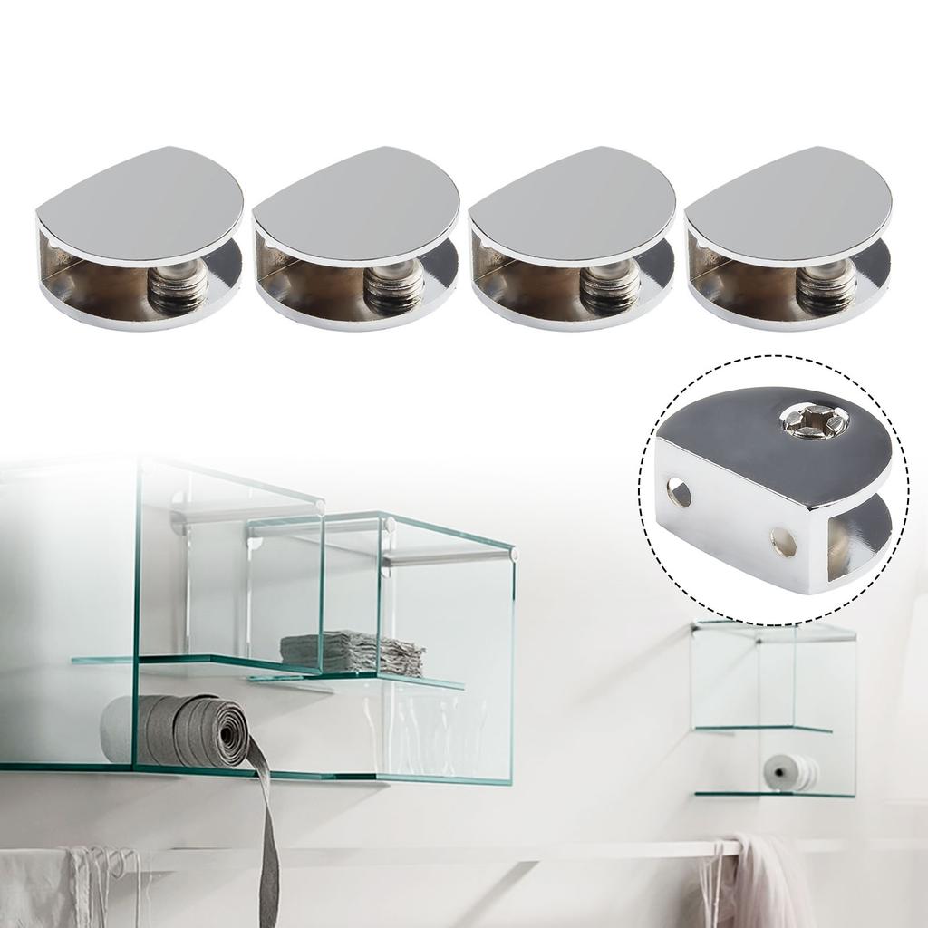 4pcs Glass Clamp Bathroom Mirror Clips Zinc Alloy Clip For 6-12mm Furniture Hardware Glass Shelf Support Brackets Holder