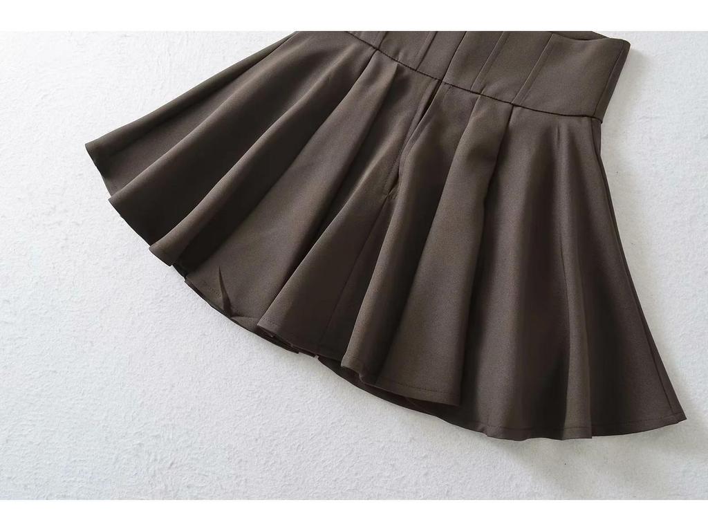 2025 European & American Style High-Waist A-Line Pleated Puffy Skirt for Women