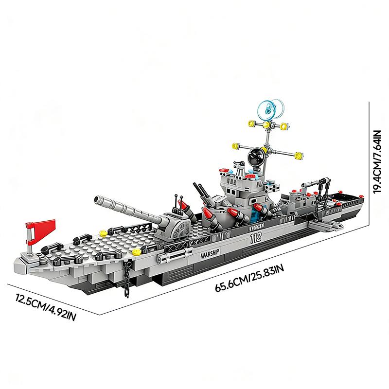 

1560pcs 6 IN 1 Military Navy Ship Sets Building Blocks War Army Boat Plane Model Toys for Boys Bricks Toys Christmas Gift
