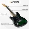 Six-String Electric Guitar, with 15W Amplifier, Digital Turner, Picks, Shoulder Strap, Case Bag - Dark Green