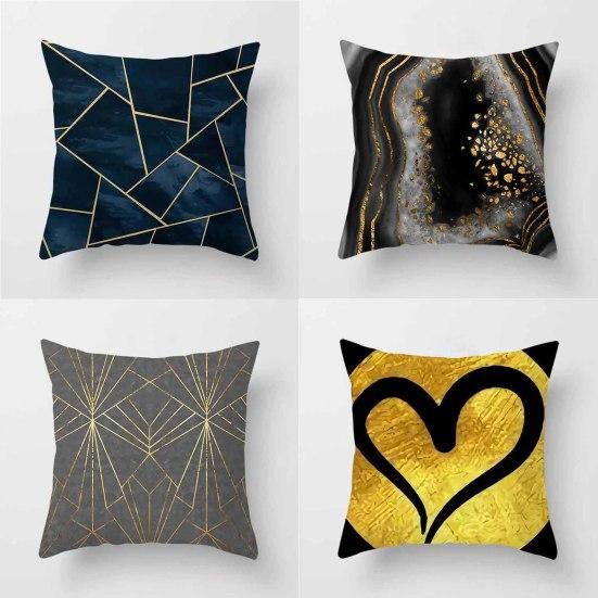 Charming Cushion Cover Wrinkle Free Dustproof Polyester Geometric Printed Cushion Throw Cover Furniture Accessories