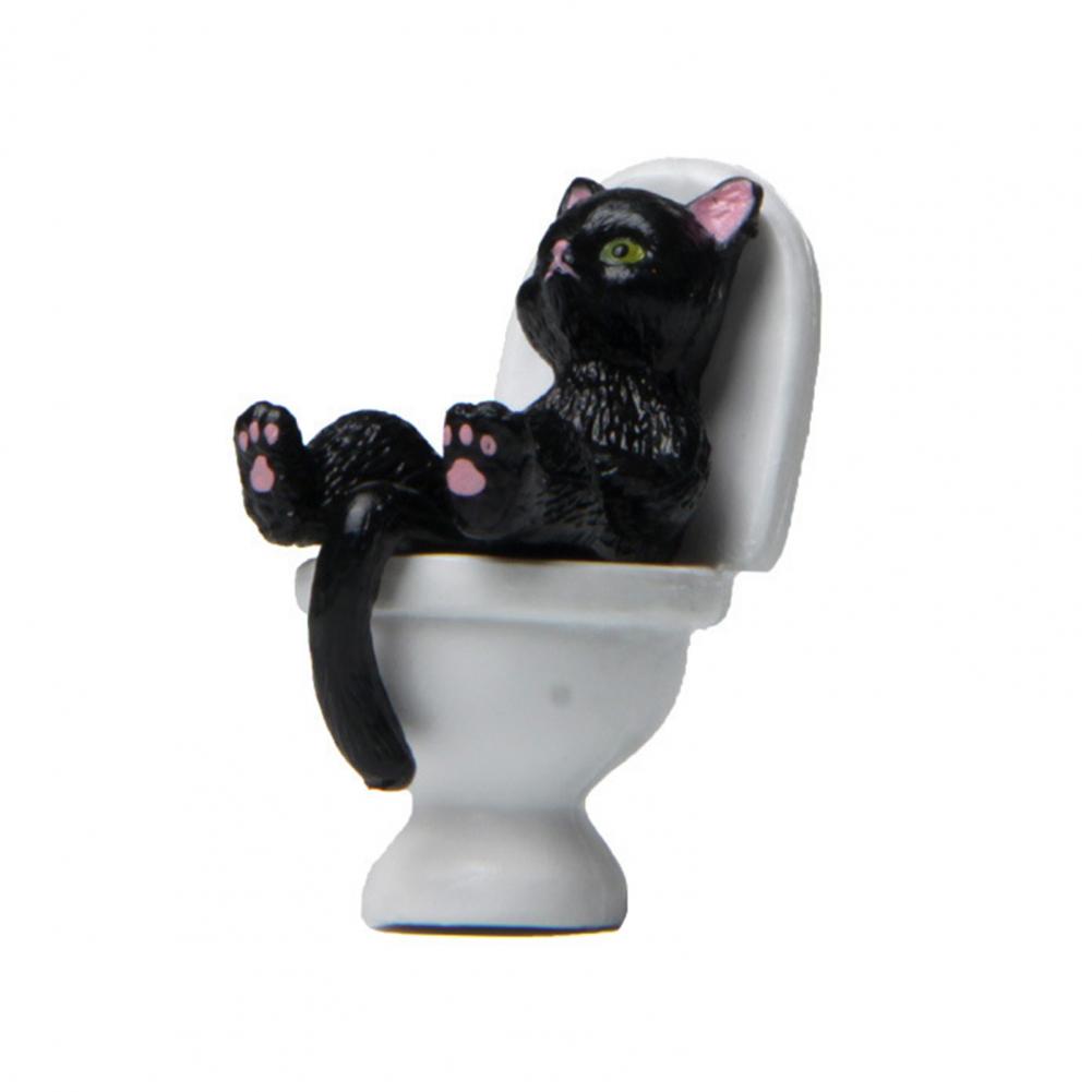 Cat Figurine Funny PVC Inspired Hand-crafted Toilet Series Cat Sculpture   Cat Statue  Party Supplies