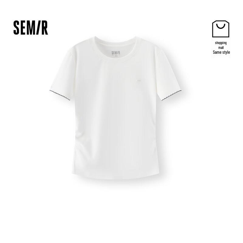 

Semir Women s Slim Fit Pleated Color-Block Short Sleeve T-Shirt S