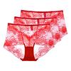3 Pezzi Lingerie Sexy da Donna Vita Alta Slip in Pizzo Rete Trasparente Boyshorts Slip da Donna