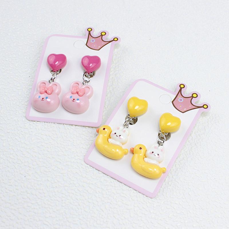 Painless Clip-On Princess Earrings for Girls – Cute Cartoon Dangle Jewelry Gift