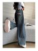 Girls' 2024 Spring & Autumn Fleece-Lined Wide-Leg Jeans - Straight-Leg Style for Winter, Suitable for Middle and Big Children.