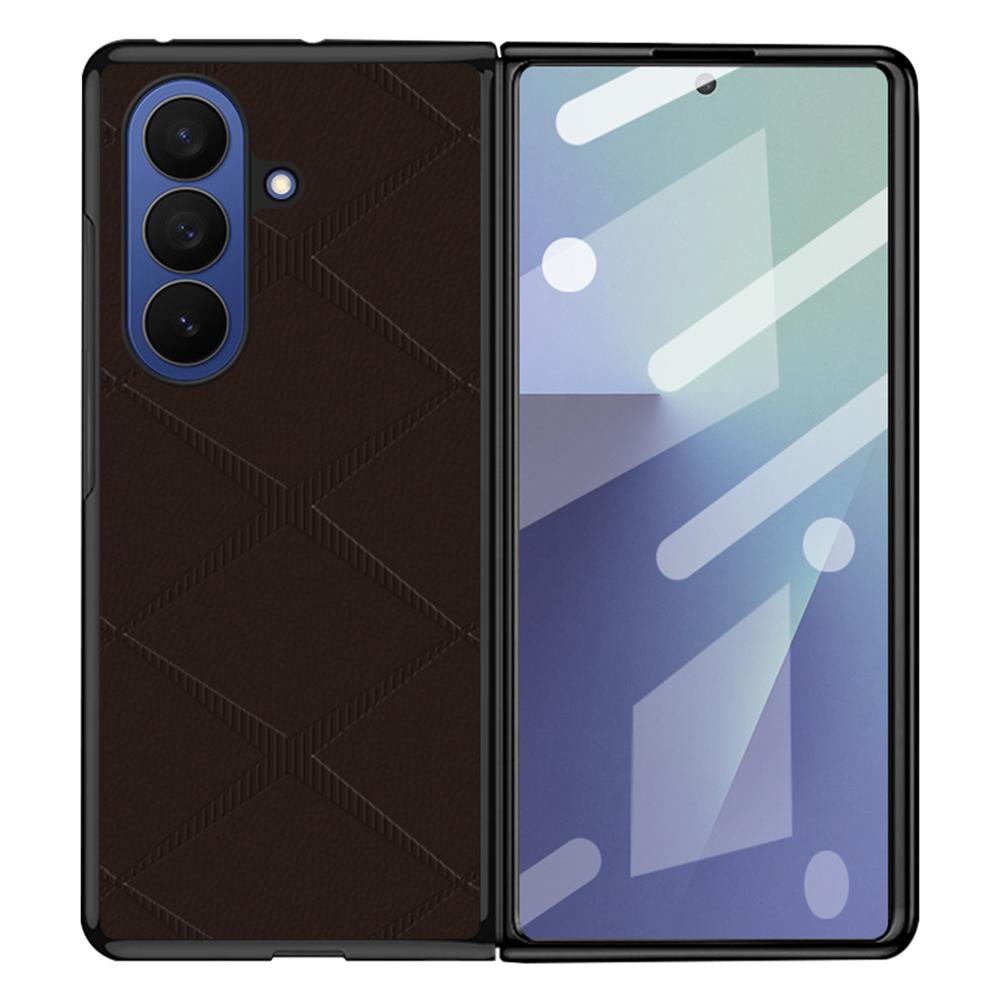 For Samsung Galaxy Z Fold7 5G Case X-Patterned TPU PU Leather PC Anti-Drop Phone Cover