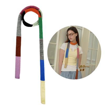Knitted Scarf for Women Long Skinny Belt Necktie Neck Scarf Girls Photo Props Long Neckerchief Skinny Scarf Necktie