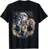 Wolf 4th Of July Howling Wolves Under Moon American Flag T-Shirt Mens Womens Tees Top