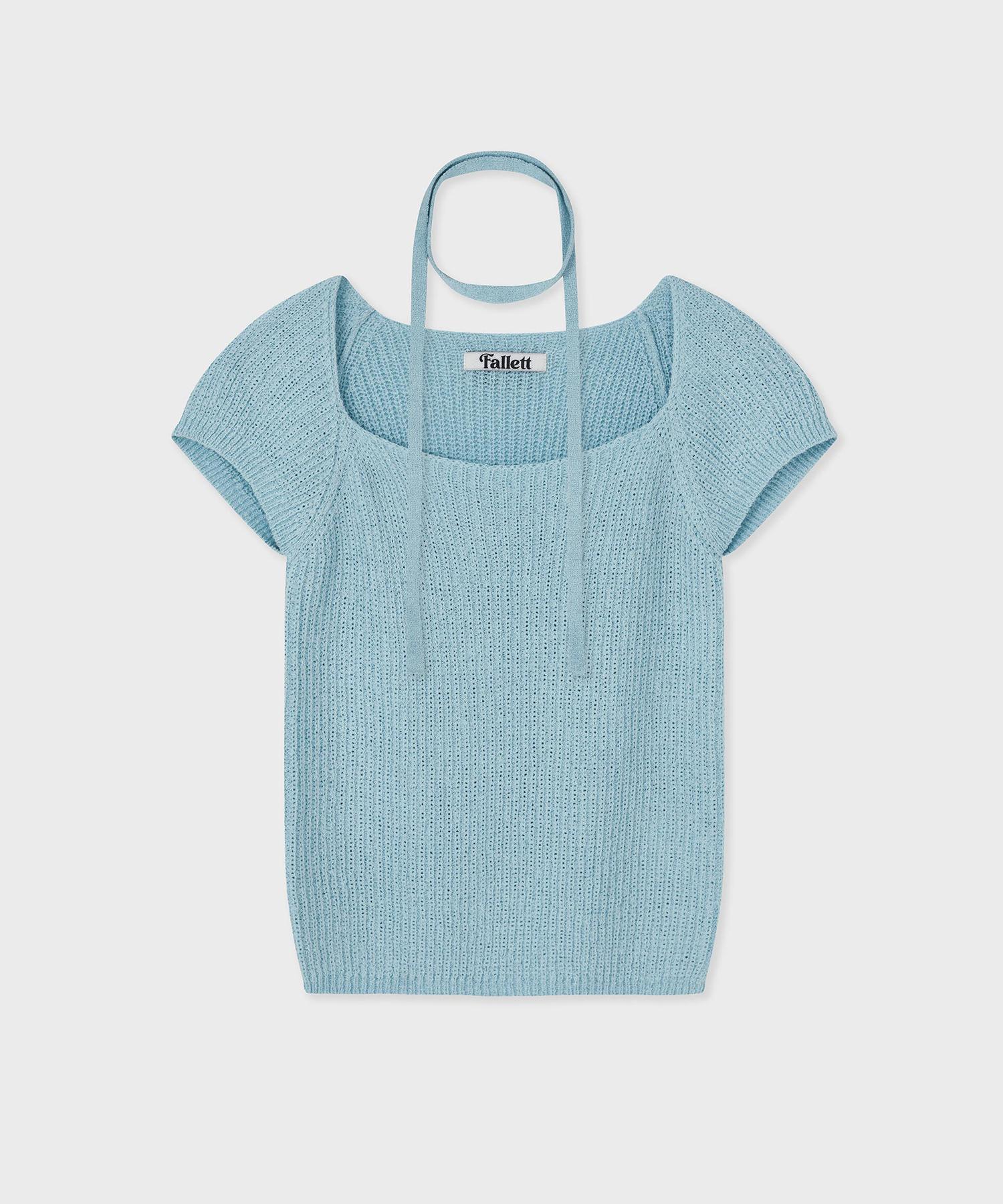 Pallet Square Neck Tie Knit Sky Blue Sky Blue/S