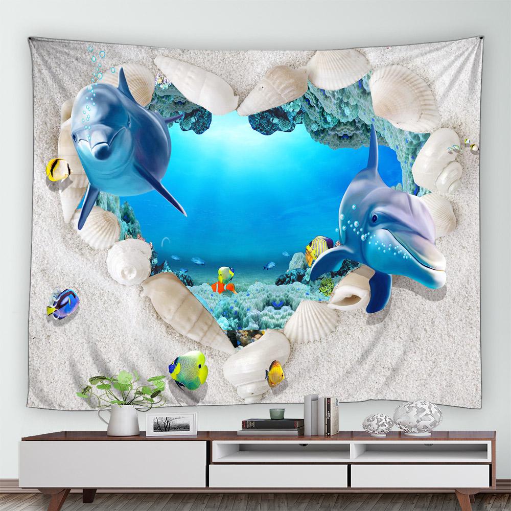 Tropical Marine Life Underwater Landscape Pattern Tapestry Home Bedroom Living Room Wall Decor Background Cloth Tapestry