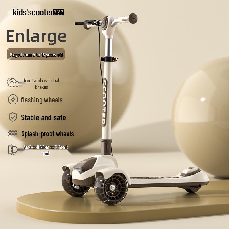 Big Kids Foldable Three-Wheeled Flashing One-Legged Commuter Scooter