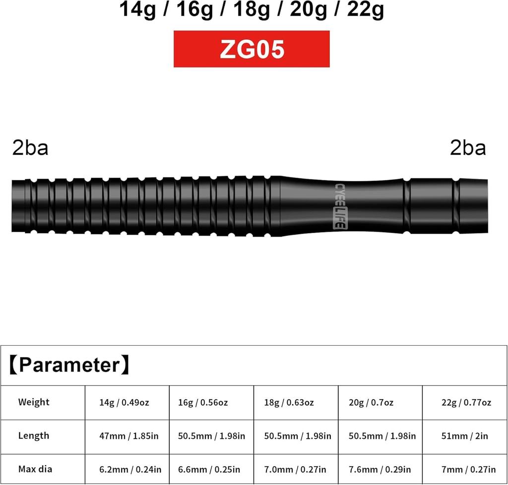 CyeeLife 90% tungsten darts, 14g, ZG05 Black
