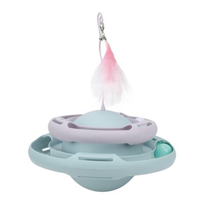 Cat Turntable Toy Safe Multifunctional Attractive Puzzle Turntable Kitten Toys with Funny Cat Stick