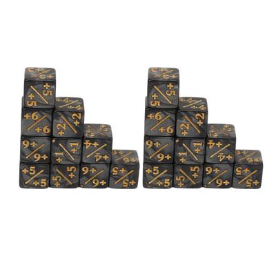 20 PCS 6 Sided Number Dice Set Black Lightweight Impact Resistance 16mm Number Dice for Table Games