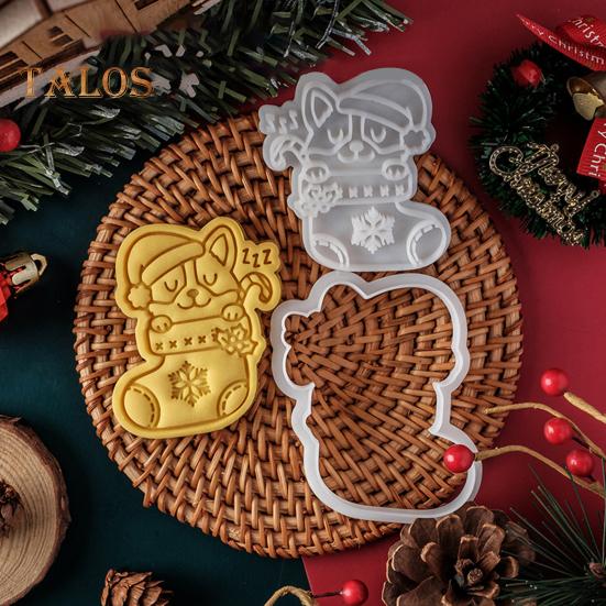 Świąteczny wykrawacz do ciastek 3D Mini kreskówkowy kształt zwierzęcia Stempel do fondantu i ciastek do pieczenia Dekoracja ciasta Motyw świąteczny Corgi Kociak Pies Kot Święta