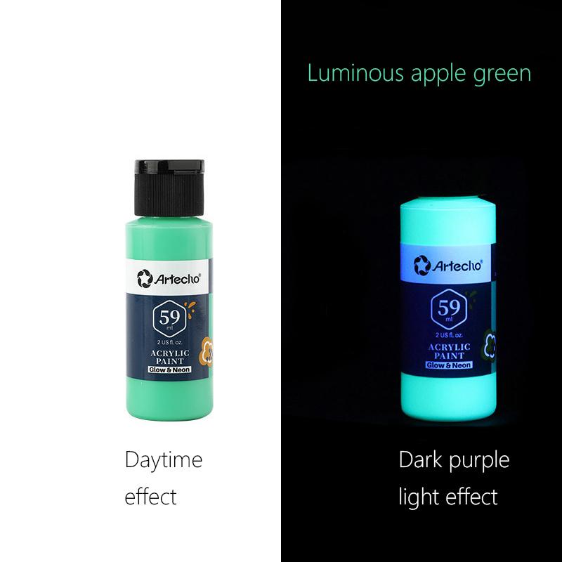 59ML Glow In Dark Acrylic Paint for Hand-Painted Wall Creative Diy Glass Clothes Shoes Luminous Fluorescent Epoxy Resin Pigment
