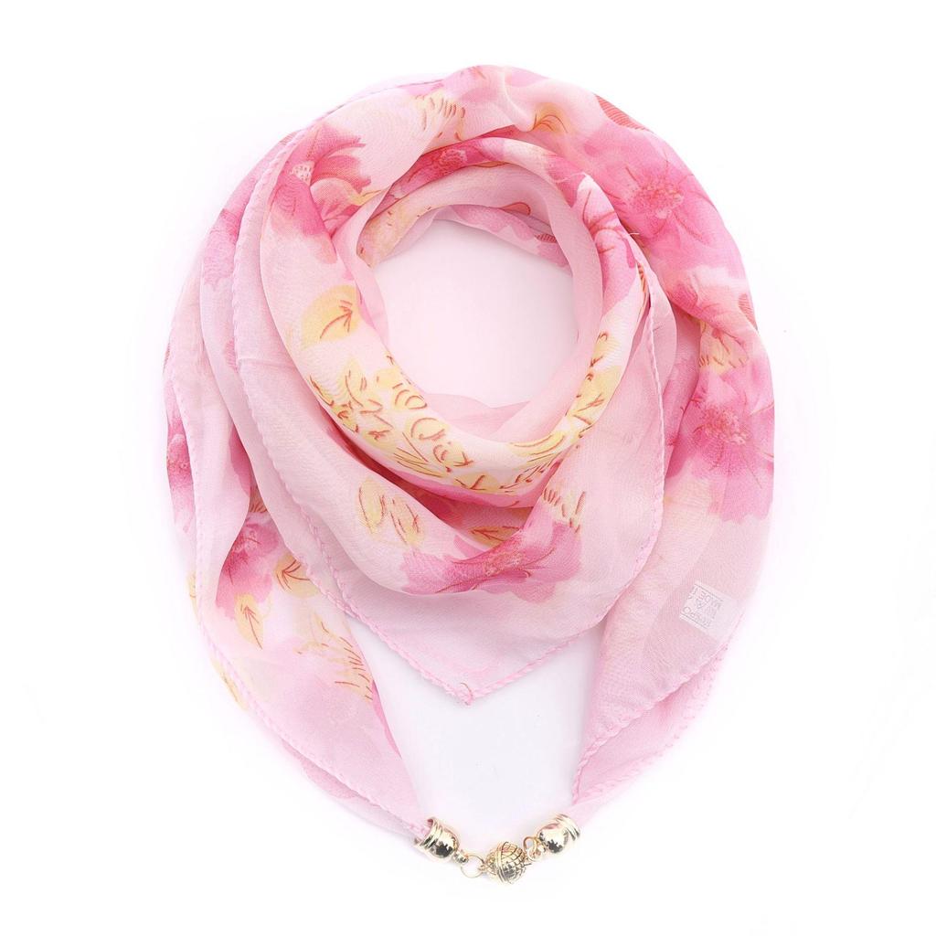 Women's Summer Magnetic Buckle Silk Scarf: Versatile, Fashionable Chiffon Square Scarf for Shirts